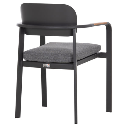 DINING CHAIR ELARA HM6414.01 GREY ALUMINUM-OLEFIN FABRIC--TEAK WOOD 56x62x78Hcm.