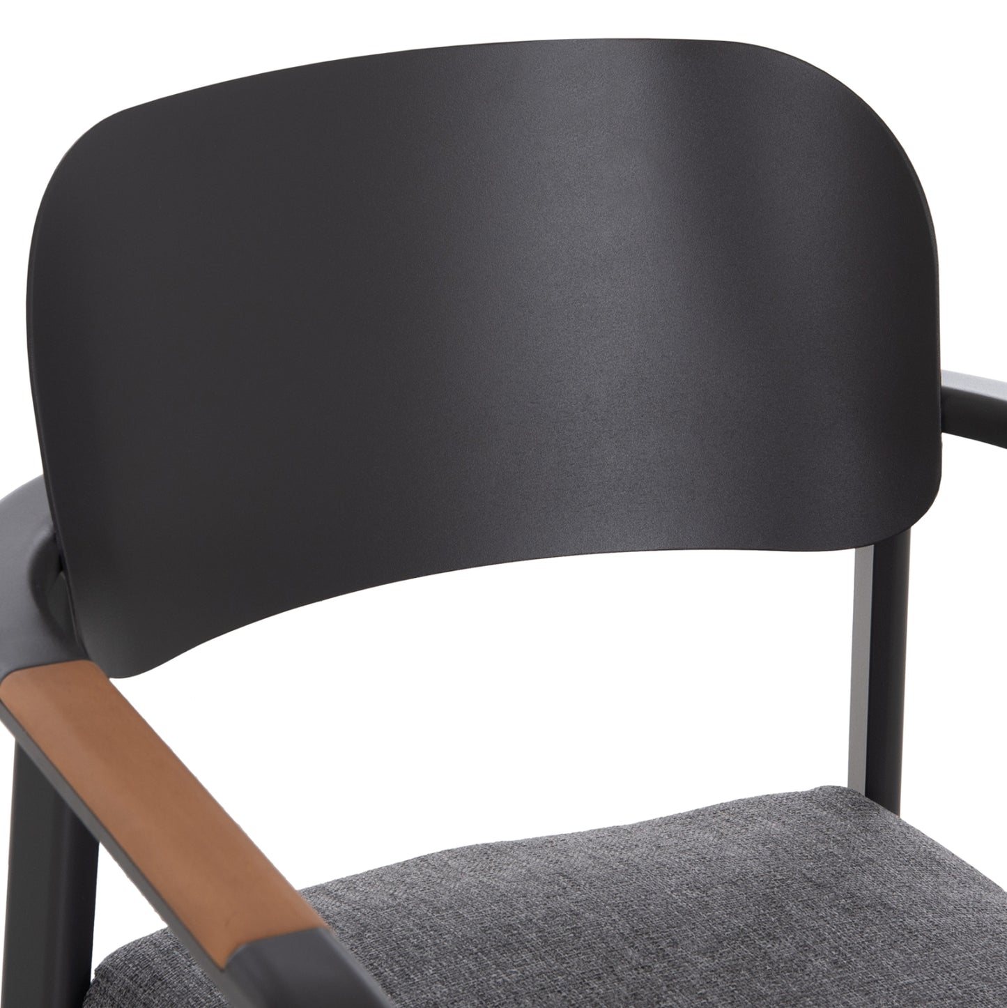 DINING CHAIR ELARA HM6414.01 GREY ALUMINUM-OLEFIN FABRIC--TEAK WOOD 56x62x78Hcm.