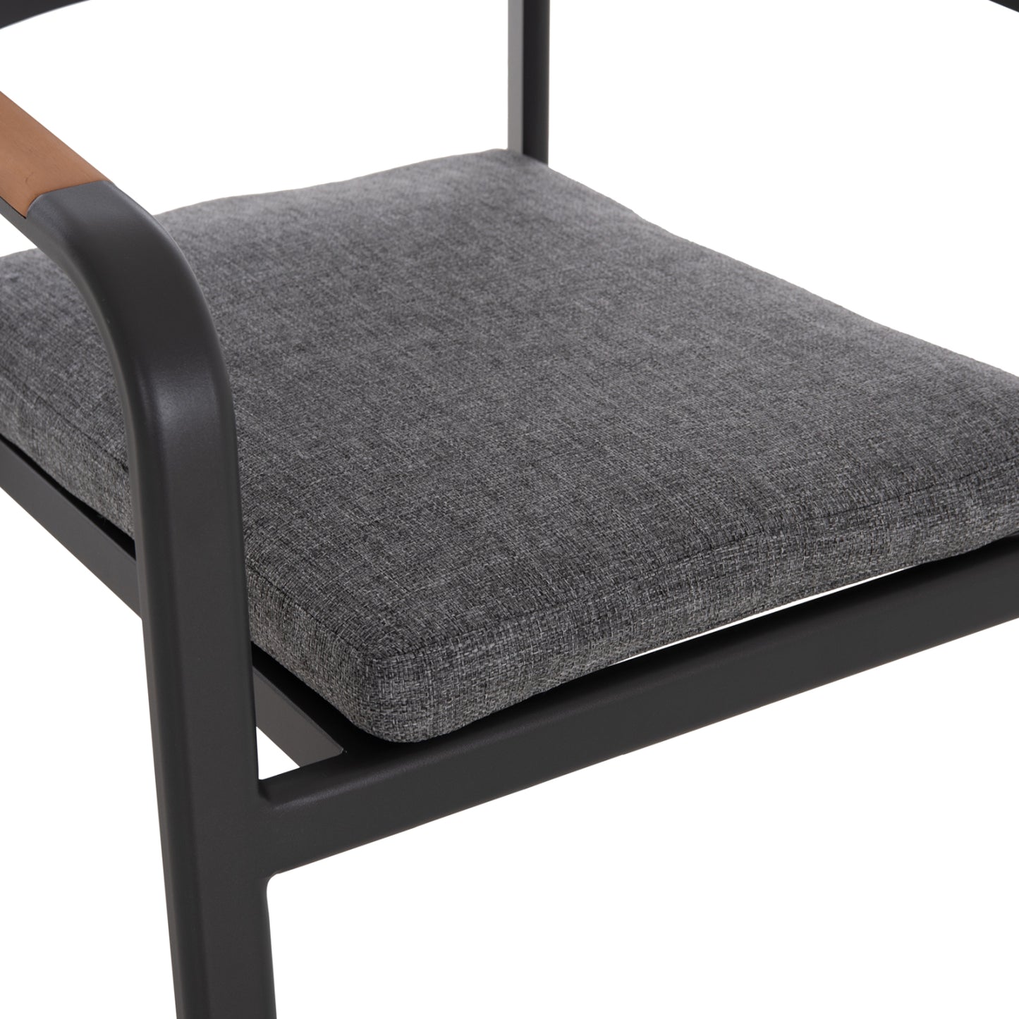 DINING CHAIR ELARA HM6414.01 GREY ALUMINUM-OLEFIN FABRIC--TEAK WOOD 56x62x78Hcm.