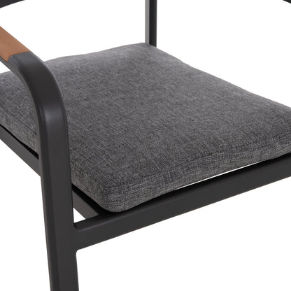 DINING CHAIR ELARA HM6414.01 GREY ALUMINUM-OLEFIN FABRIC--TEAK WOOD 56x62x78Hcm.