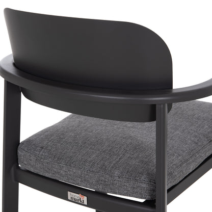 DINING CHAIR ELARA HM6414.01 GREY ALUMINUM-OLEFIN FABRIC--TEAK WOOD 56x62x78Hcm.