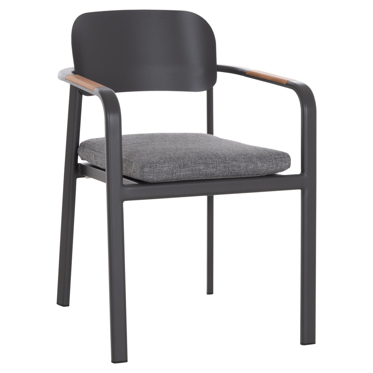 DINING CHAIR ELARA HM6414.01 GREY ALUMINUM-OLEFIN FABRIC--TEAK WOOD 56x62x78Hcm.