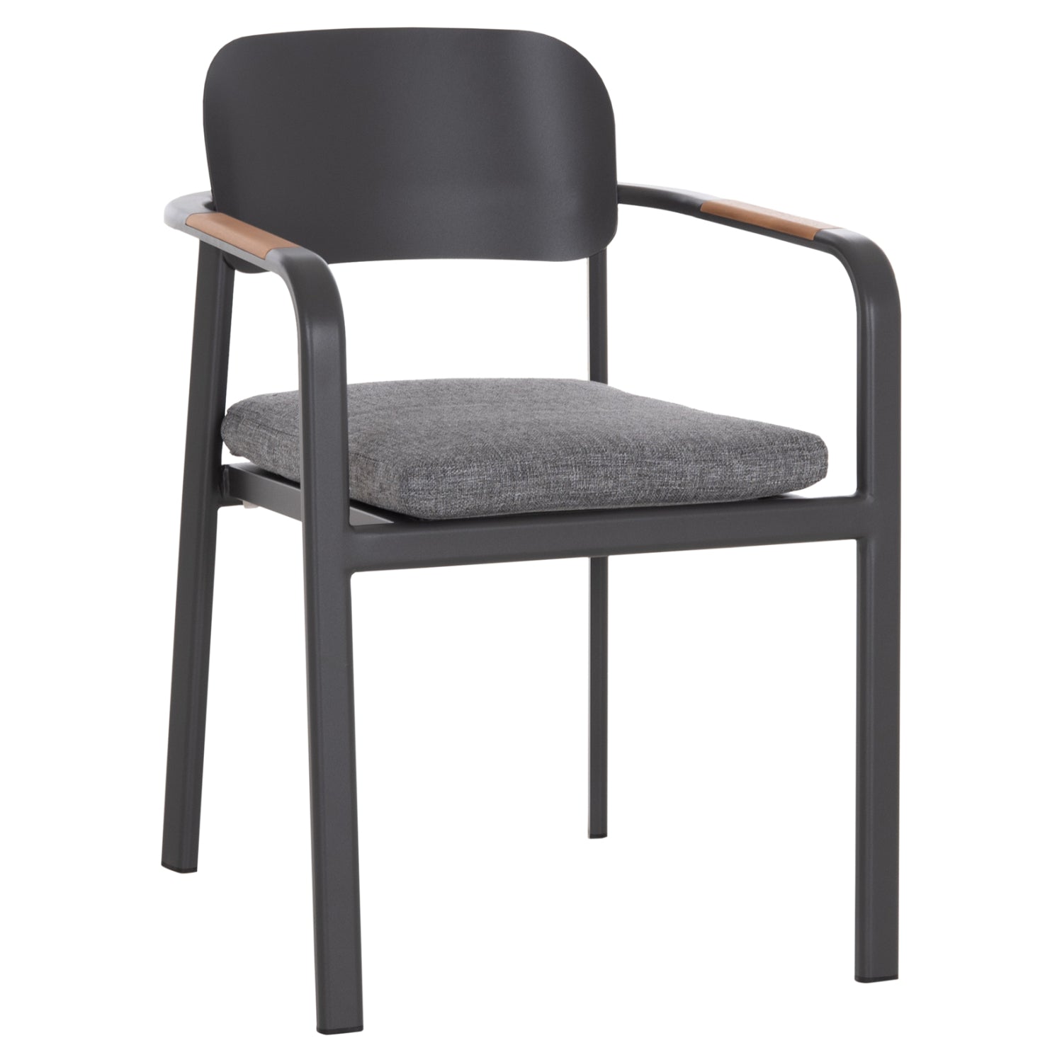 DINING CHAIR ELARA HM6414.01 GREY ALUMINUM-OLEFIN FABRIC--TEAK WOOD 56x62x78Hcm.