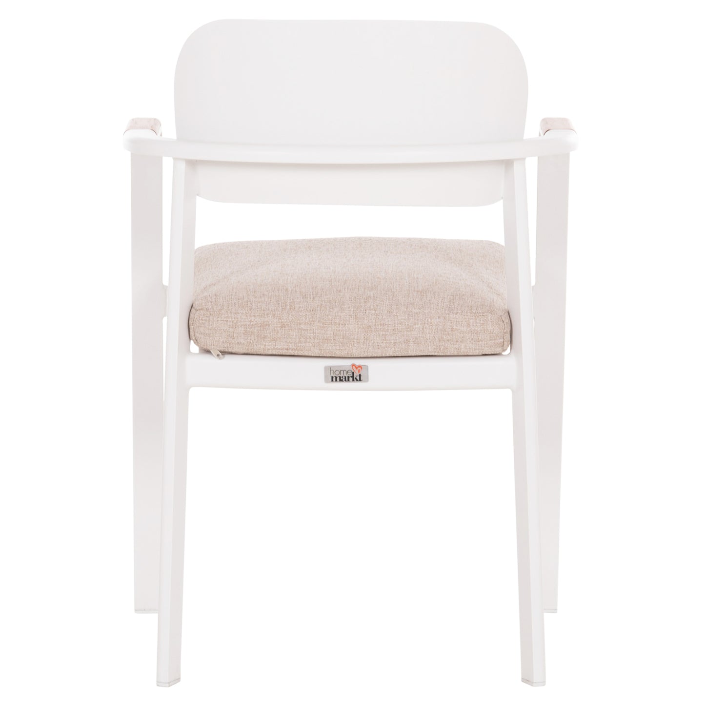 DINING CHAIR ELARA HM6414.02 WHITE ALUMINUM-BEIGE OLEFIN FABRIC--TEAK WOOD 56x62x78Hcm.
