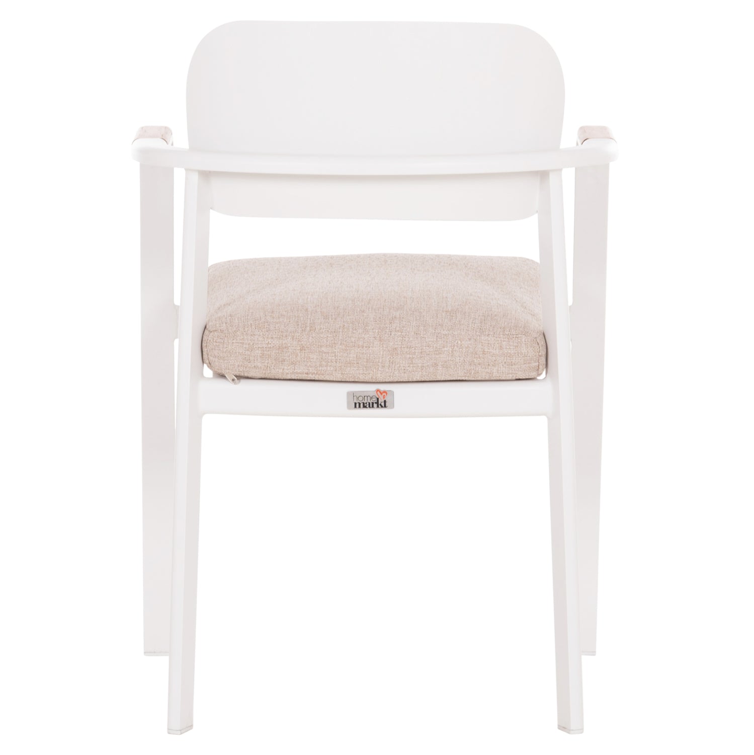 DINING CHAIR ELARA HM6414.02 WHITE ALUMINUM-BEIGE OLEFIN FABRIC--TEAK WOOD 56x62x78Hcm.