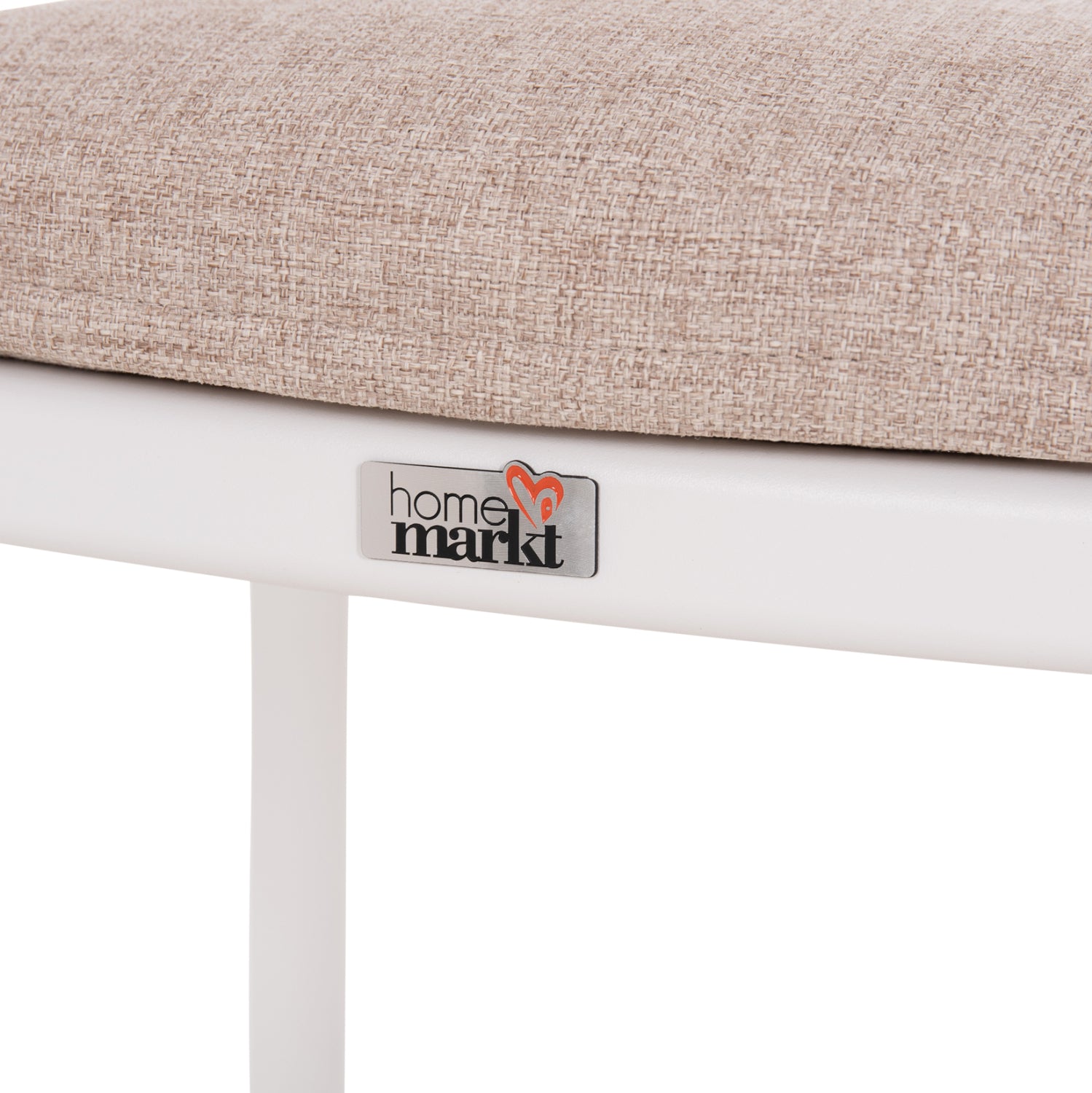 DINING CHAIR ELARA HM6414.02 WHITE ALUMINUM-BEIGE OLEFIN FABRIC--TEAK WOOD 56x62x78Hcm.