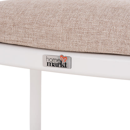 DINING CHAIR ELARA HM6414.02 WHITE ALUMINUM-BEIGE OLEFIN FABRIC--TEAK WOOD 56x62x78Hcm.