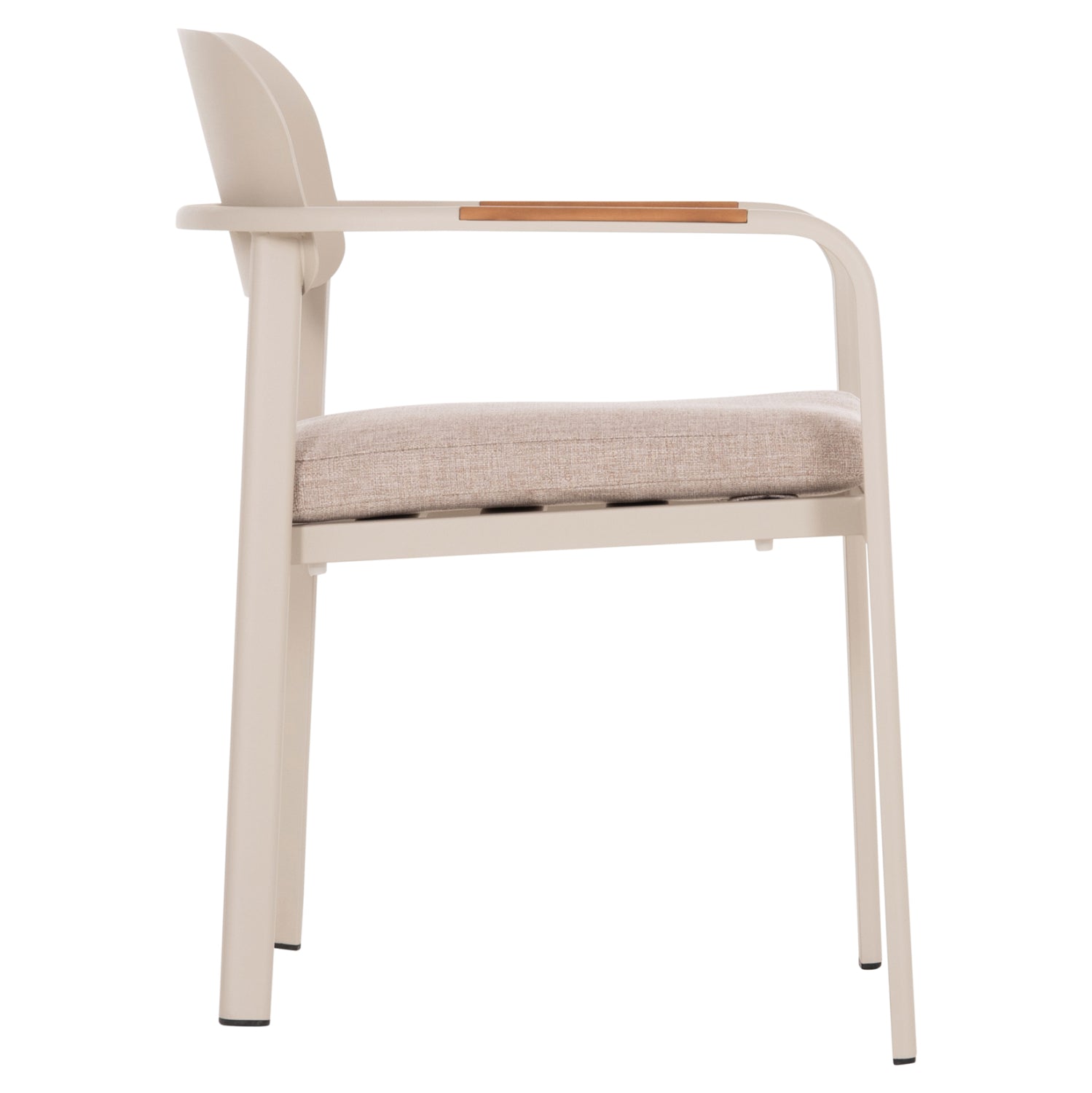 DINING CHAIR ELARA HM6414.05 BEIGE ALUMINUM-OLEFIN FABRIC--TEAK WOOD 56x62x78Hcm.