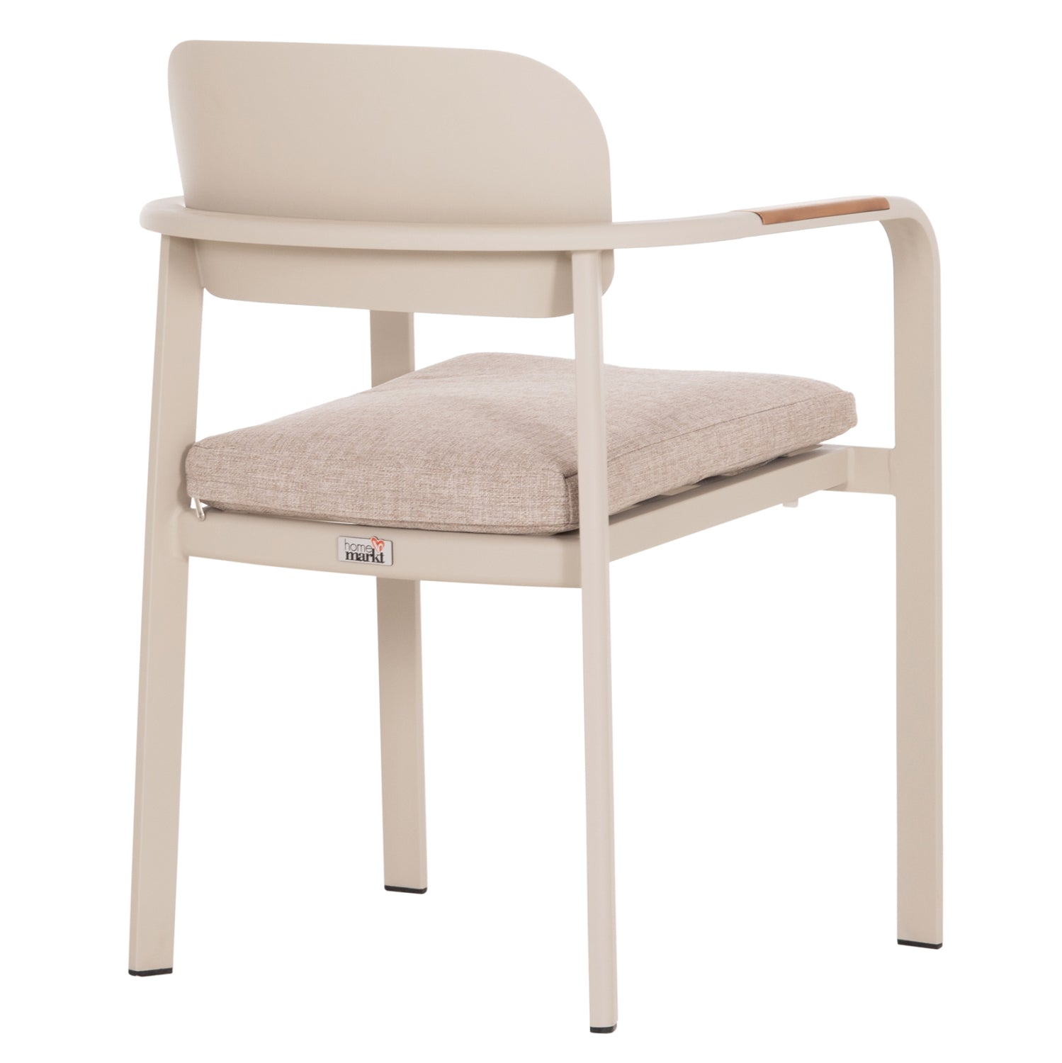 DINING CHAIR ELARA HM6414.05 BEIGE ALUMINUM-OLEFIN FABRIC--TEAK WOOD 56x62x78Hcm.