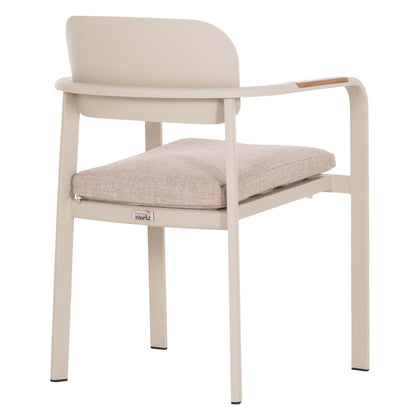 DINING CHAIR ELARA HM6414.05 BEIGE ALUMINUM-OLEFIN FABRIC--TEAK WOOD 56x62x78Hcm.
