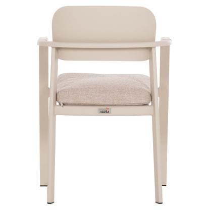 DINING CHAIR ELARA HM6414.05 BEIGE ALUMINUM-OLEFIN FABRIC--TEAK WOOD 56x62x78Hcm.
