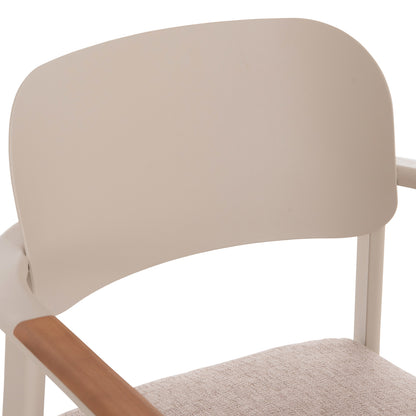 DINING CHAIR ELARA HM6414.05 BEIGE ALUMINUM-OLEFIN FABRIC--TEAK WOOD 56x62x78Hcm.