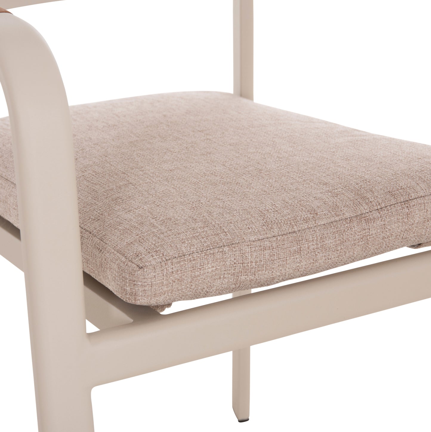DINING CHAIR ELARA HM6414.05 BEIGE ALUMINUM-OLEFIN FABRIC--TEAK WOOD 56x62x78Hcm.