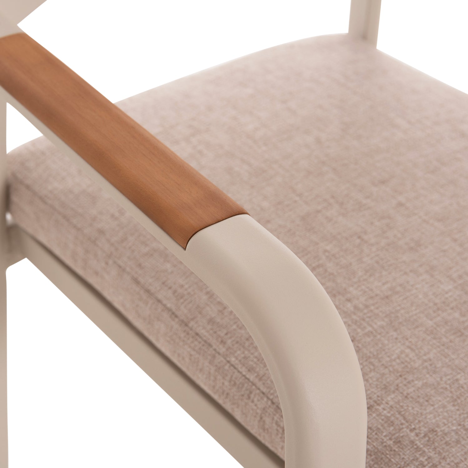 DINING CHAIR ELARA HM6414.05 BEIGE ALUMINUM-OLEFIN FABRIC--TEAK WOOD 56x62x78Hcm.