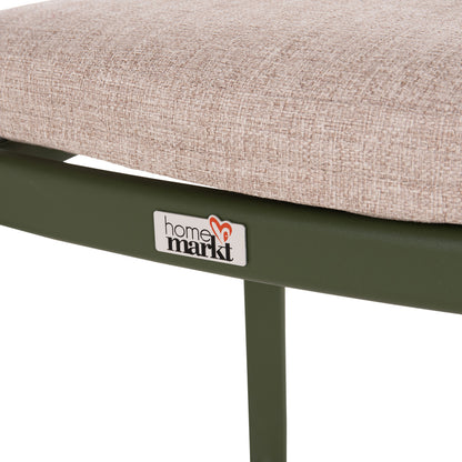 DINING CHAIR ELARA HM6414.06 GREEN ALUMINUM-BEIGE OLEFIN FABRIC--TEAK WOOD 56x62x78Hcm.