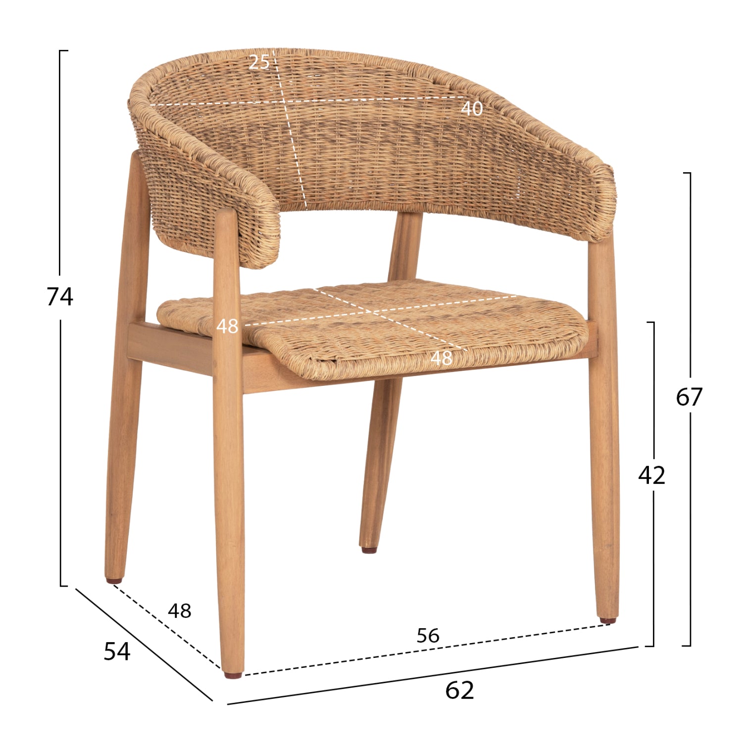 DINING CHAIR CORT HM6447 ACACIA WOOD & ROPE IN NATURAL COLORS 62x54x74Hcm.