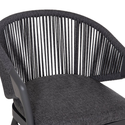 DINING CHAIR XANTION ΗΜ6472.01 GREY ALUMINUM-ROPE-OLEFIN CUSHION 59x60x78Hcm.