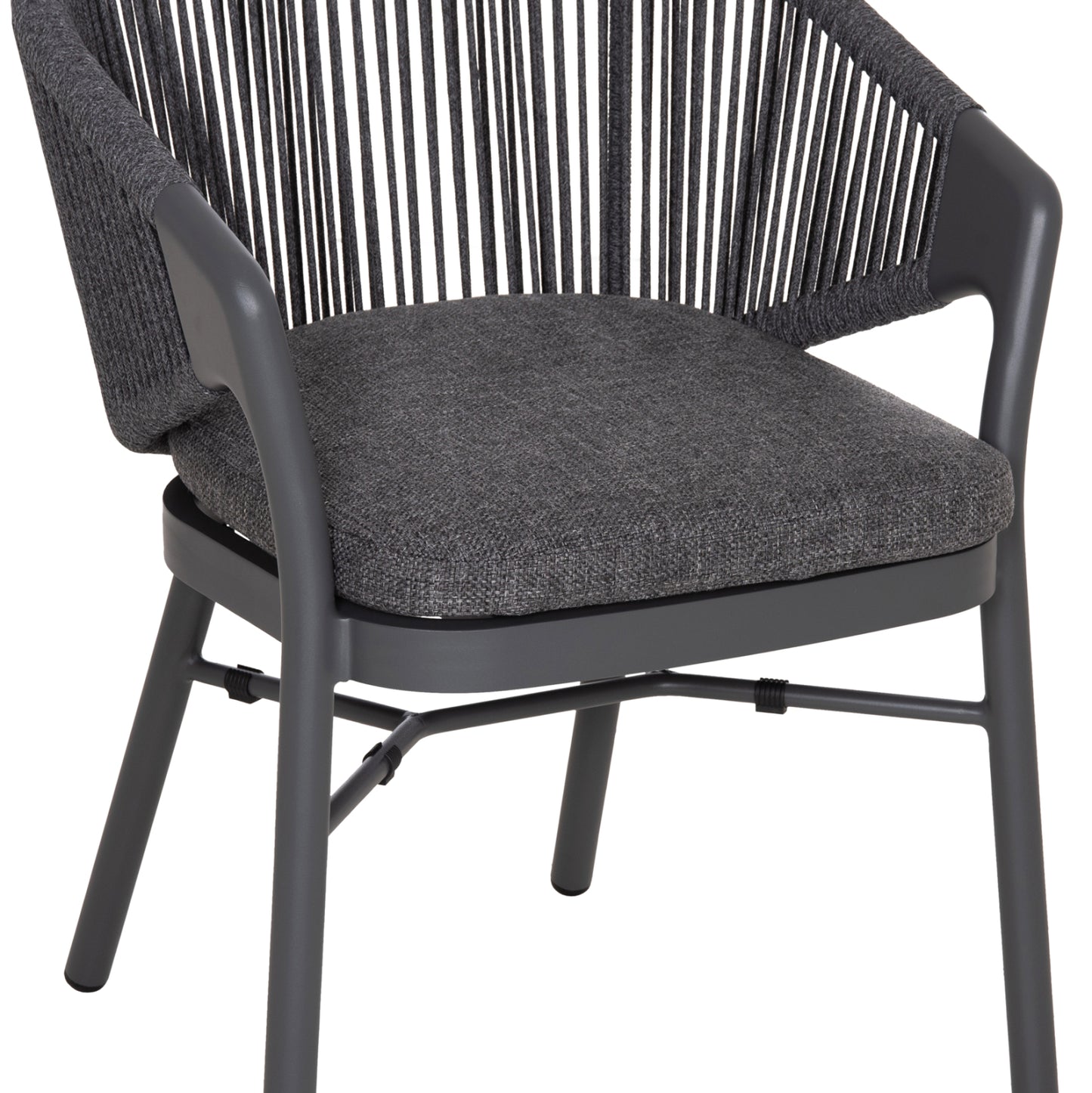 DINING CHAIR XANTION ΗΜ6472.01 GREY ALUMINUM-ROPE-OLEFIN CUSHION 59x60x78Hcm.