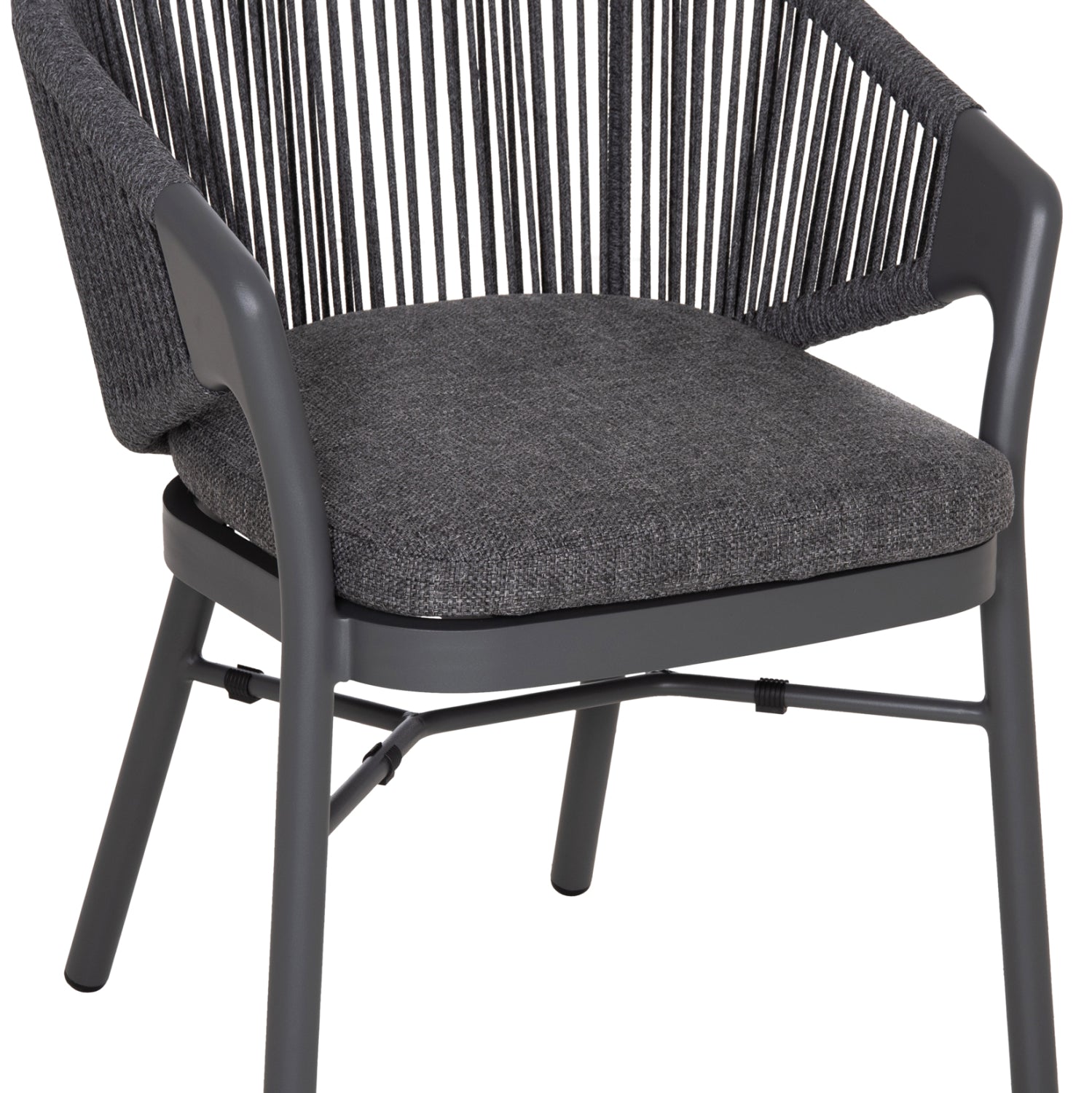 DINING CHAIR XANTION ΗΜ6472.01 GREY ALUMINUM-ROPE-OLEFIN CUSHION 59x60x78Hcm.