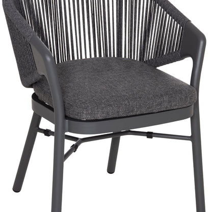 DINING CHAIR XANTION ΗΜ6472.01 GREY ALUMINUM-ROPE-OLEFIN CUSHION 59x60x78Hcm.
