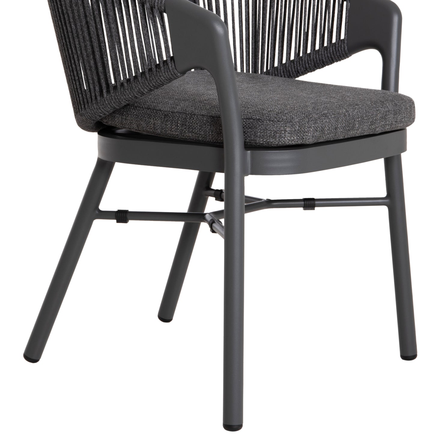 DINING CHAIR XANTION ΗΜ6472.01 GREY ALUMINUM-ROPE-OLEFIN CUSHION 59x60x78Hcm.