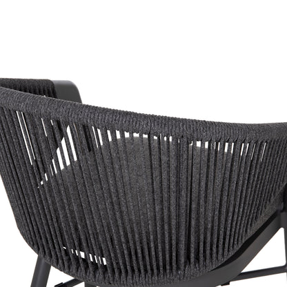 DINING CHAIR XANTION ΗΜ6472.01 GREY ALUMINUM-ROPE-OLEFIN CUSHION 59x60x78Hcm.