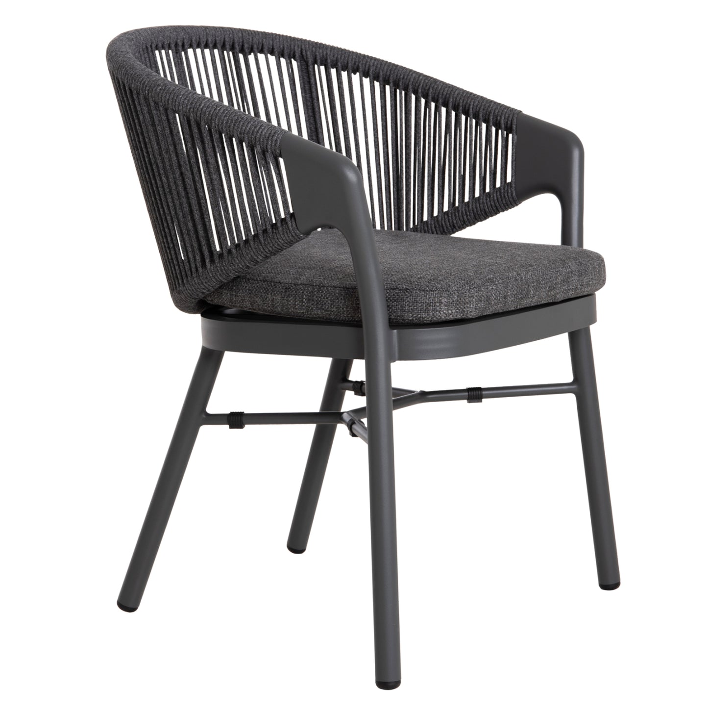 DINING CHAIR XANTION ΗΜ6472.01 GREY ALUMINUM-ROPE-OLEFIN CUSHION 59x60x78Hcm.
