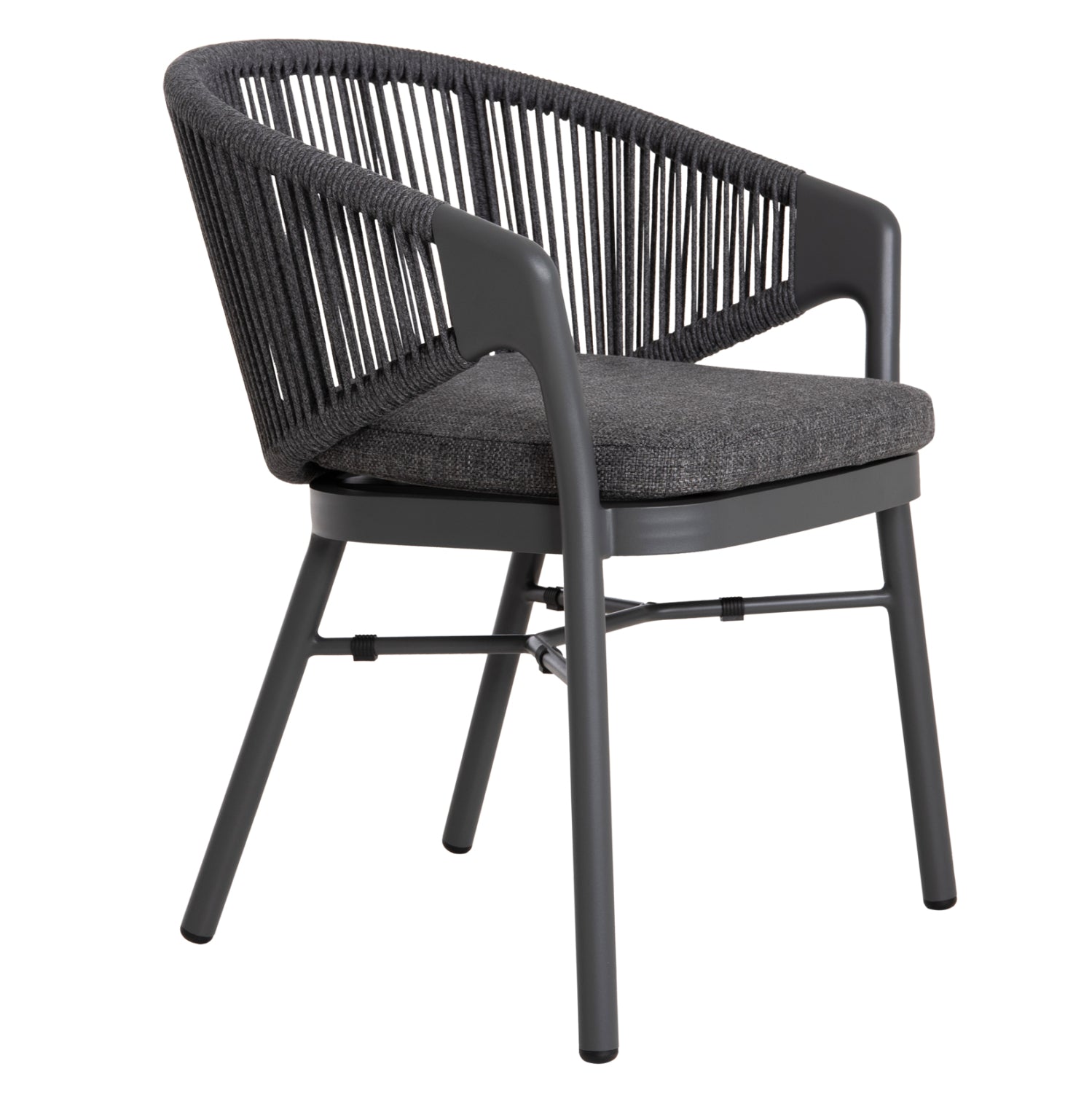 DINING CHAIR XANTION ΗΜ6472.01 GREY ALUMINUM-ROPE-OLEFIN CUSHION 59x60x78Hcm.