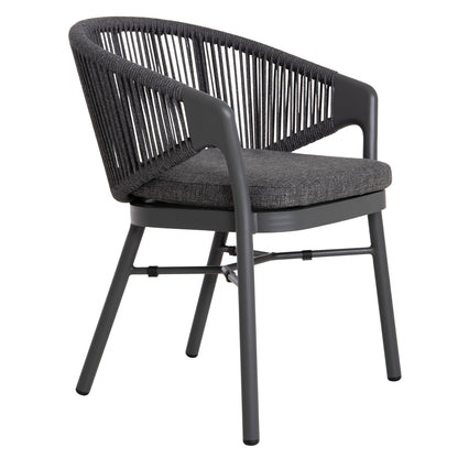 DINING CHAIR XANTION ΗΜ6472.01 GREY ALUMINUM-ROPE-OLEFIN CUSHION 59x60x78Hcm.