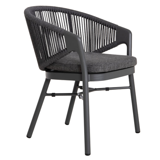 DINING CHAIR XANTION ΗΜ6472.01 GREY ALUMINUM-ROPE-OLEFIN CUSHION 59x60x78Hcm.
