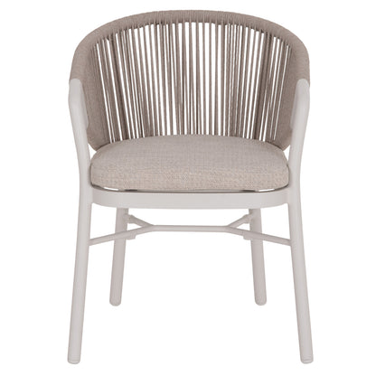 DINING CHAIR XANTION HM6472.02 CREAM WHITE ALUMINUM--ROPE-OLEFIN CUSHION IN LIGHT GREY 59x60x78Hcm.