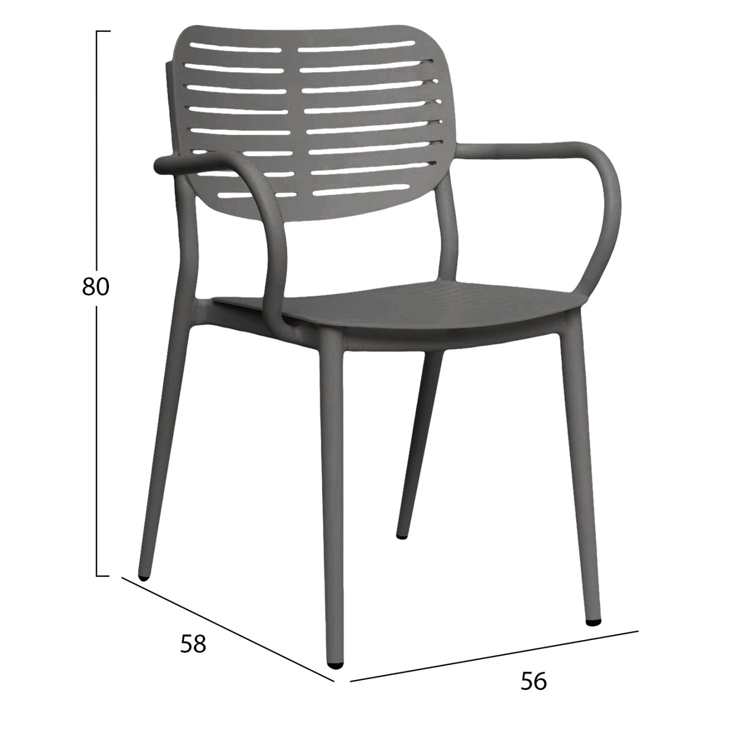 DINING CHAIR HILLIARD HM6644.01 ALUMINUM IN GREY COLOR 56x58x80Hcm.