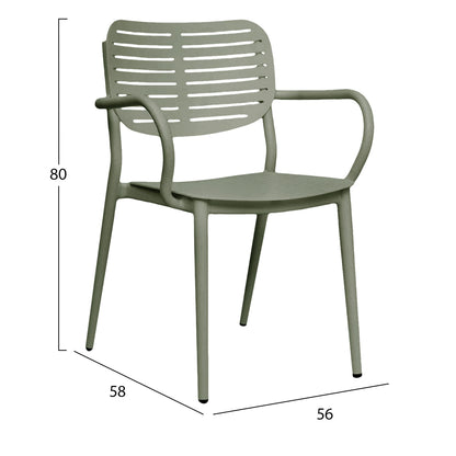 DINING CHAIR HILLIARD HM6644.07 ALUMINUM IN OLIVE GREEN COLOR 56x58x80Hcm.