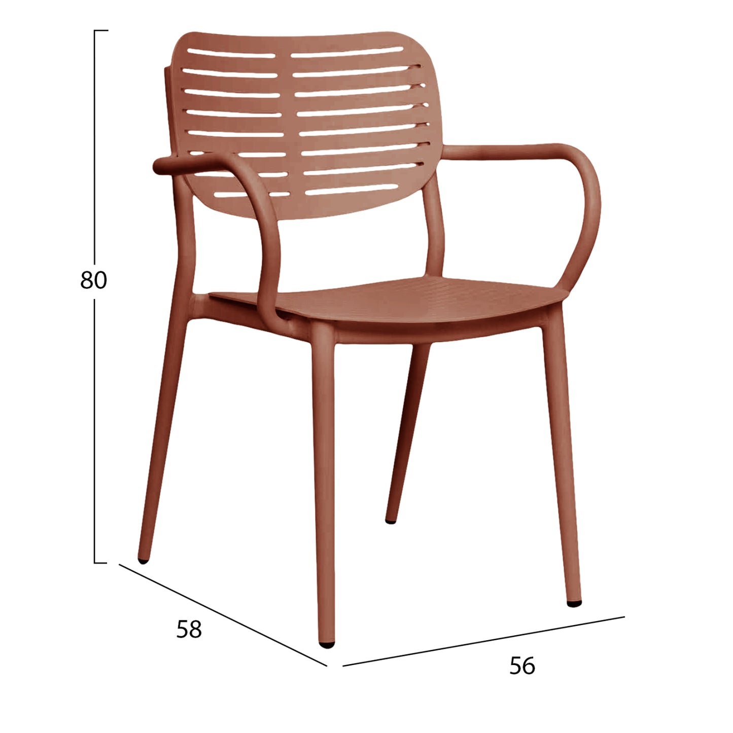 DINING CHAIR HILLIARD HM6644.08 ALUMINUM IN TERRACOTTA COLOR 56x58x80Hcm.