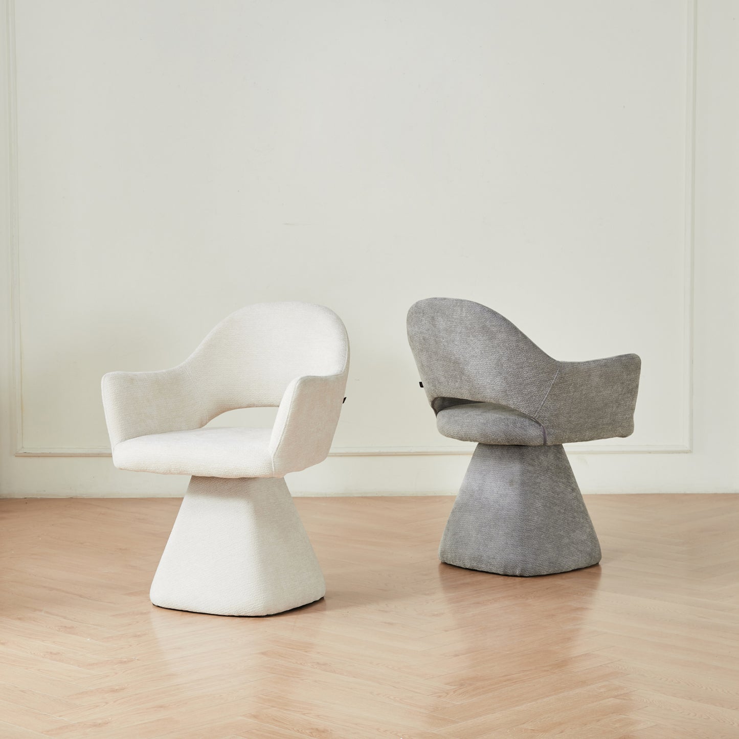 SWIVEL DINING CHAIR SIMA HM18360.01 LINEN FABRIC IN GREY 64x61x84.5Hcm