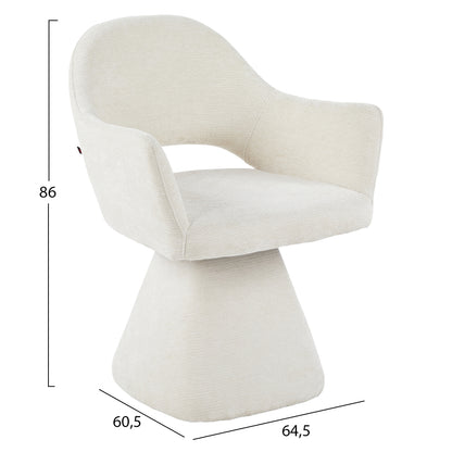 SWIVEL DINING CHAIR SIMA HM18360.02 LINEN FABRIC IN ECRU 64x61x84.5Hcm