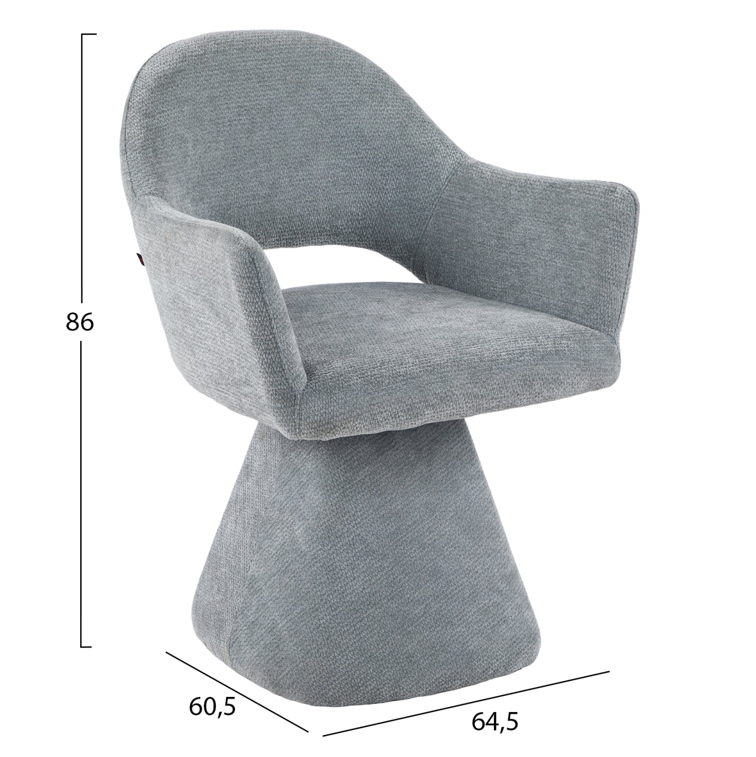 SWIVEL DINING CHAIR SIMA HM18360.01 LINEN FABRIC IN GREY 64x61x84.5Hcm