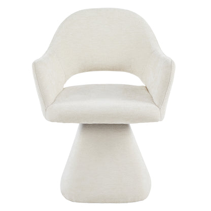 SWIVEL DINING CHAIR SIMA HM18360.02 LINEN FABRIC IN ECRU 64x61x84.5Hcm