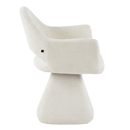 SWIVEL DINING CHAIR SIMA HM18360.02 LINEN FABRIC IN ECRU 64x61x84.5Hcm