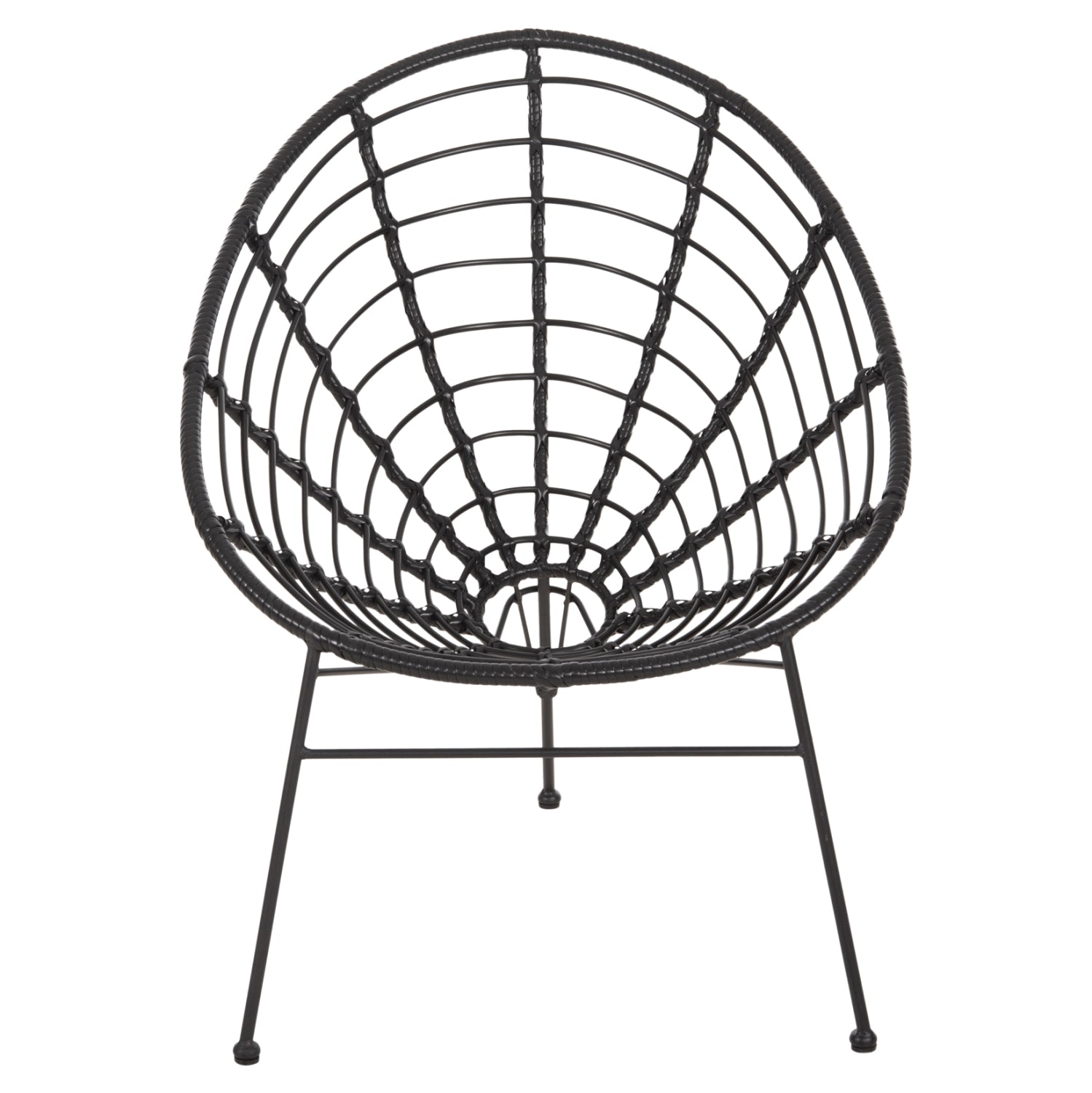 ARMCHAIR NEST-TYPE ALLEGRA HM5458.12 BLACK METAL-WICKER IN BLACK 73x78x88H cm.