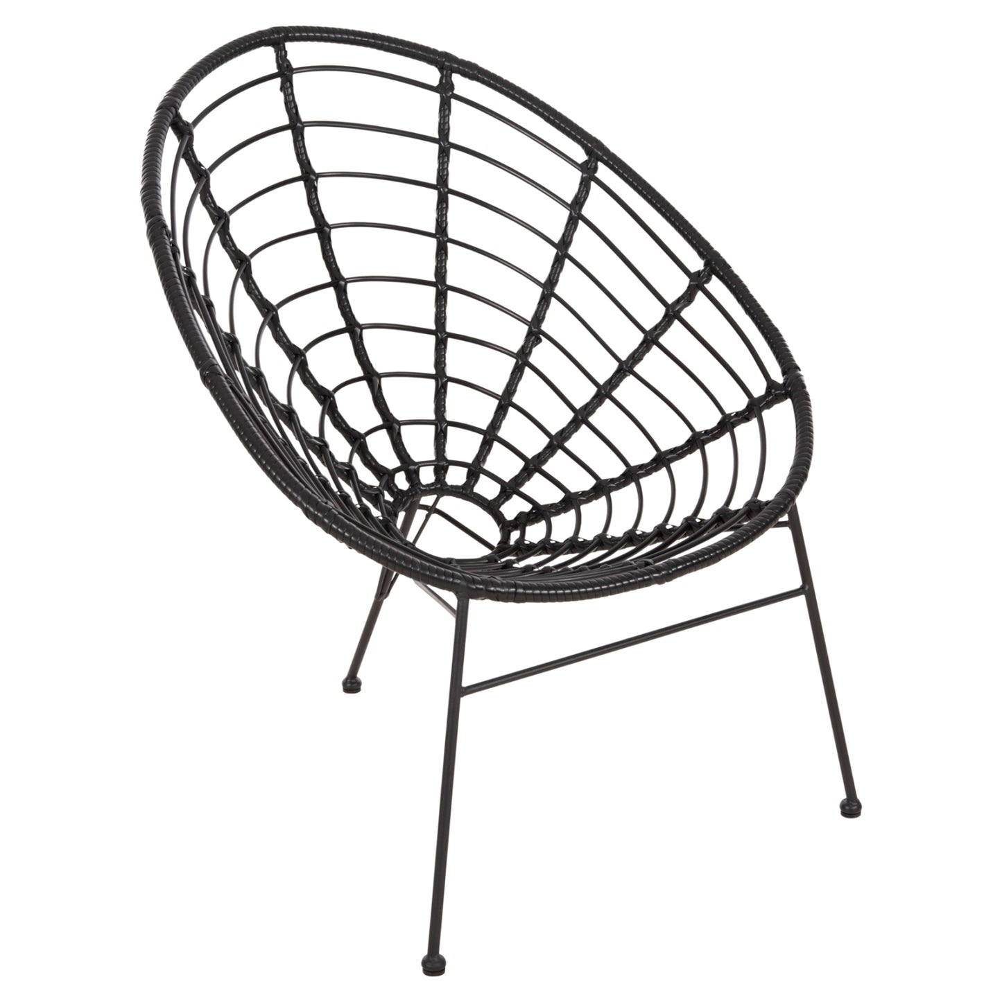 ARMCHAIR NEST-TYPE ALLEGRA HM5458.12 BLACK METAL-WICKER IN BLACK 73x78x88H cm.