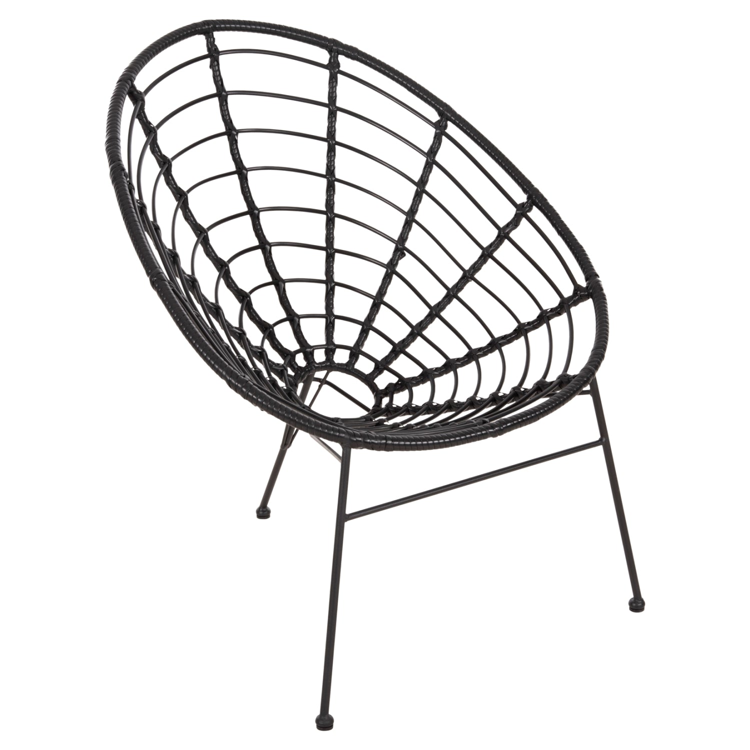 ARMCHAIR NEST-TYPE ALLEGRA HM5458.12 BLACK METAL-WICKER IN BLACK 73x78x88H cm.