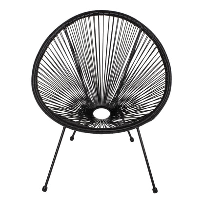 ARMCHAIR ACAPULCO NEST-TYPE BLACK METAL AND BLACK P.E.RATTAN HM5872.01 70x73x79 cm.