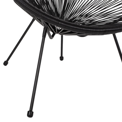 ARMCHAIR ACAPULCO NEST-TYPE BLACK METAL AND BLACK P.E.RATTAN HM5872.01 70x73x79 cm.