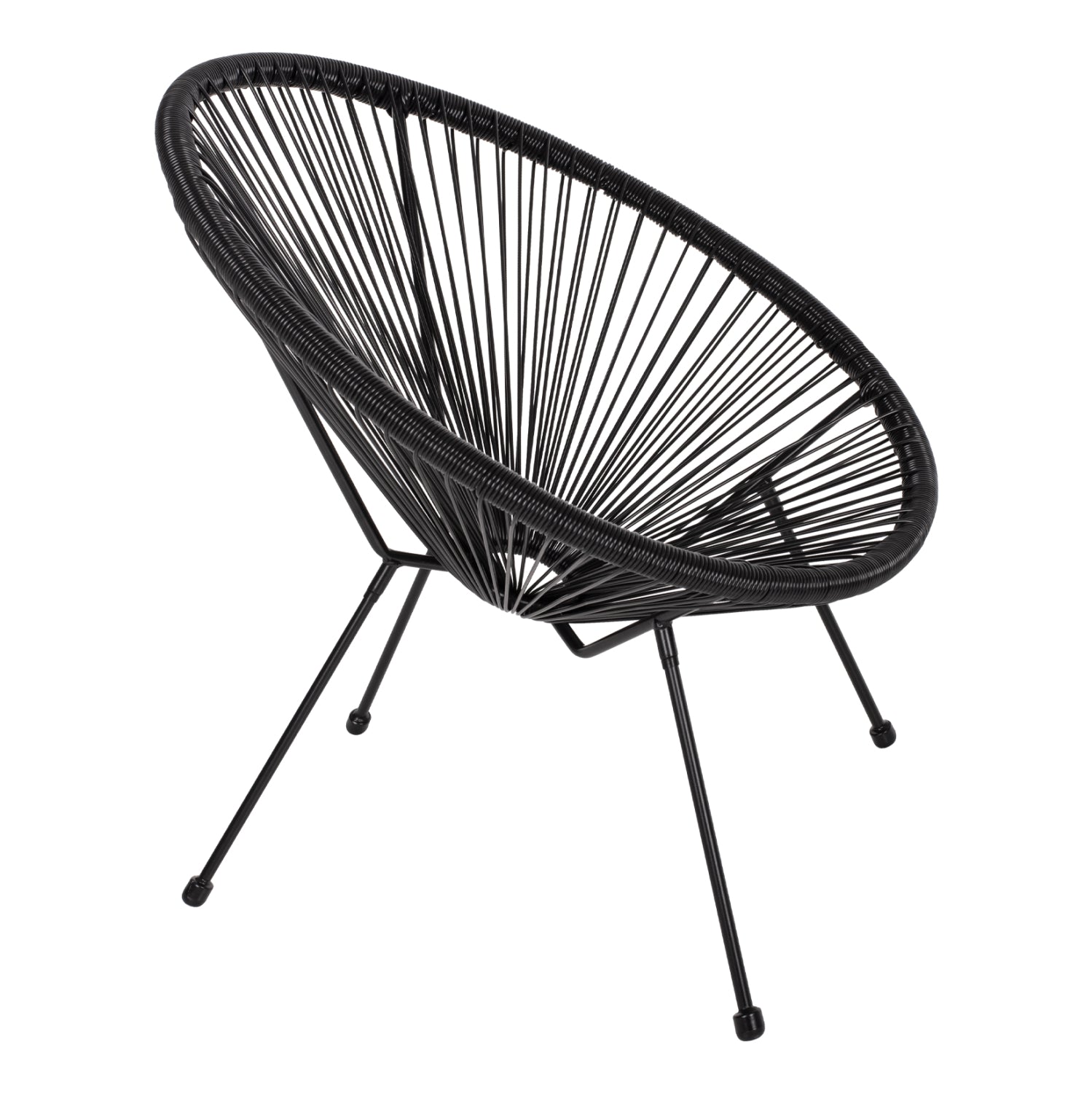ARMCHAIR ACAPULCO NEST-TYPE BLACK METAL AND BLACK P.E.RATTAN HM5872.01 70x73x79 cm.