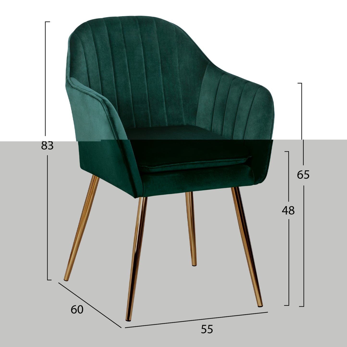 Armchair Sawyer HM8523.03 from velvet Cyppress Green color with gold legs 55x60x83 cm