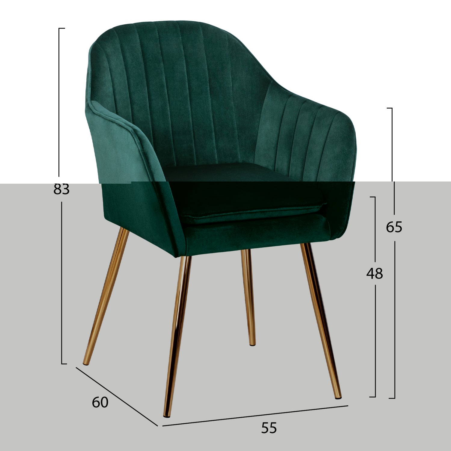 Armchair Sawyer HM8523.03 from velvet Cyppress Green color with gold legs 55x60x83 cm