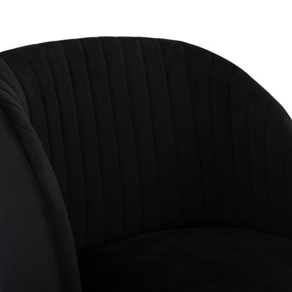 Armchair Leah with Velvet Black and Metallic Legs HM8543.04 53x57x81 cm.