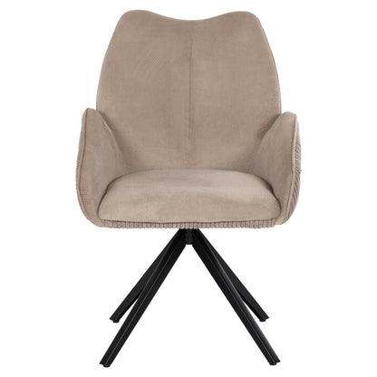 DINING ARMCHAIR SHAI HM9844.04 BEIGE FABRIC-BLACK METAL BASE 61x63x93Hcm.