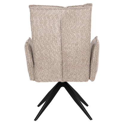 DINING ARMCHAIR ZORIN HM9846.07 DARK BEIGE FABRIC-BLACK METAL BASE 64x66x94,5Hcm.